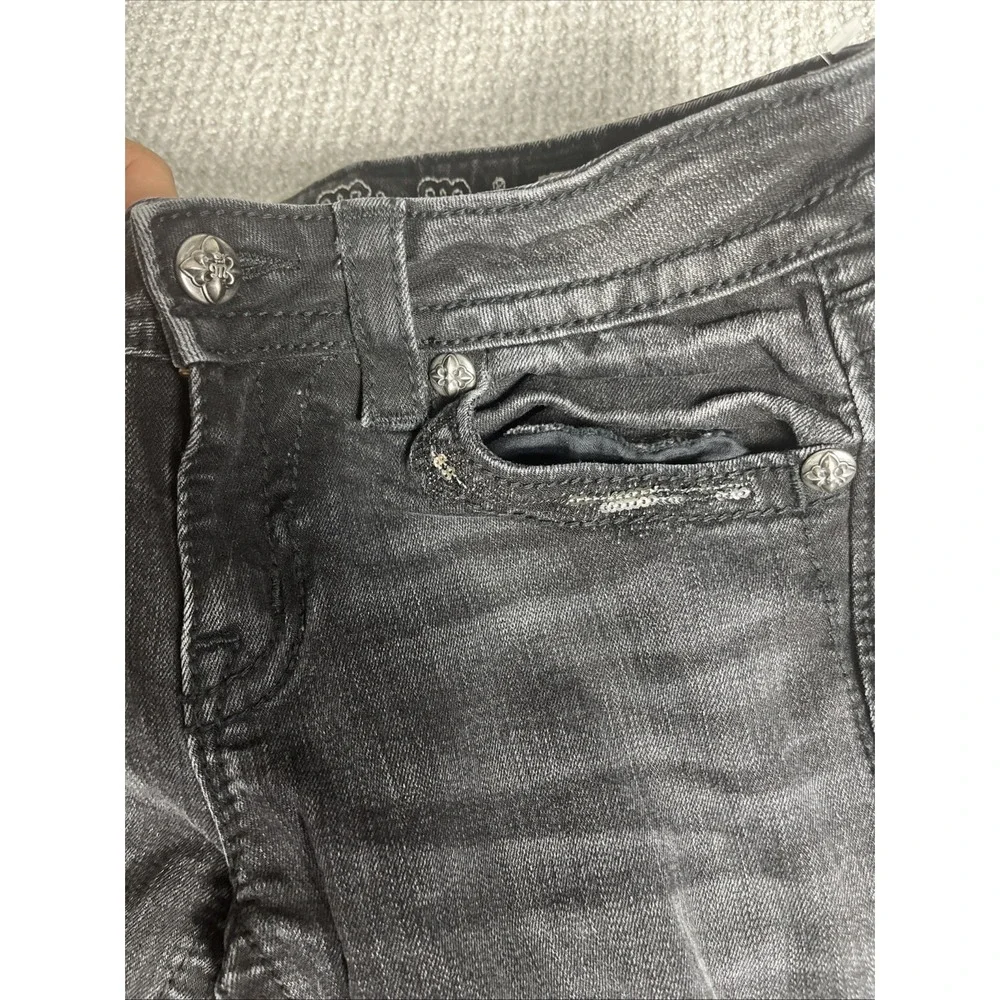 Miss Me Jeans Womens 28x30 Black Signature Skinny Embellished Pockets Bling - Picture 5 of 13